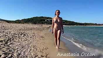 Anastasia Ocean naked on the beach. sexy public